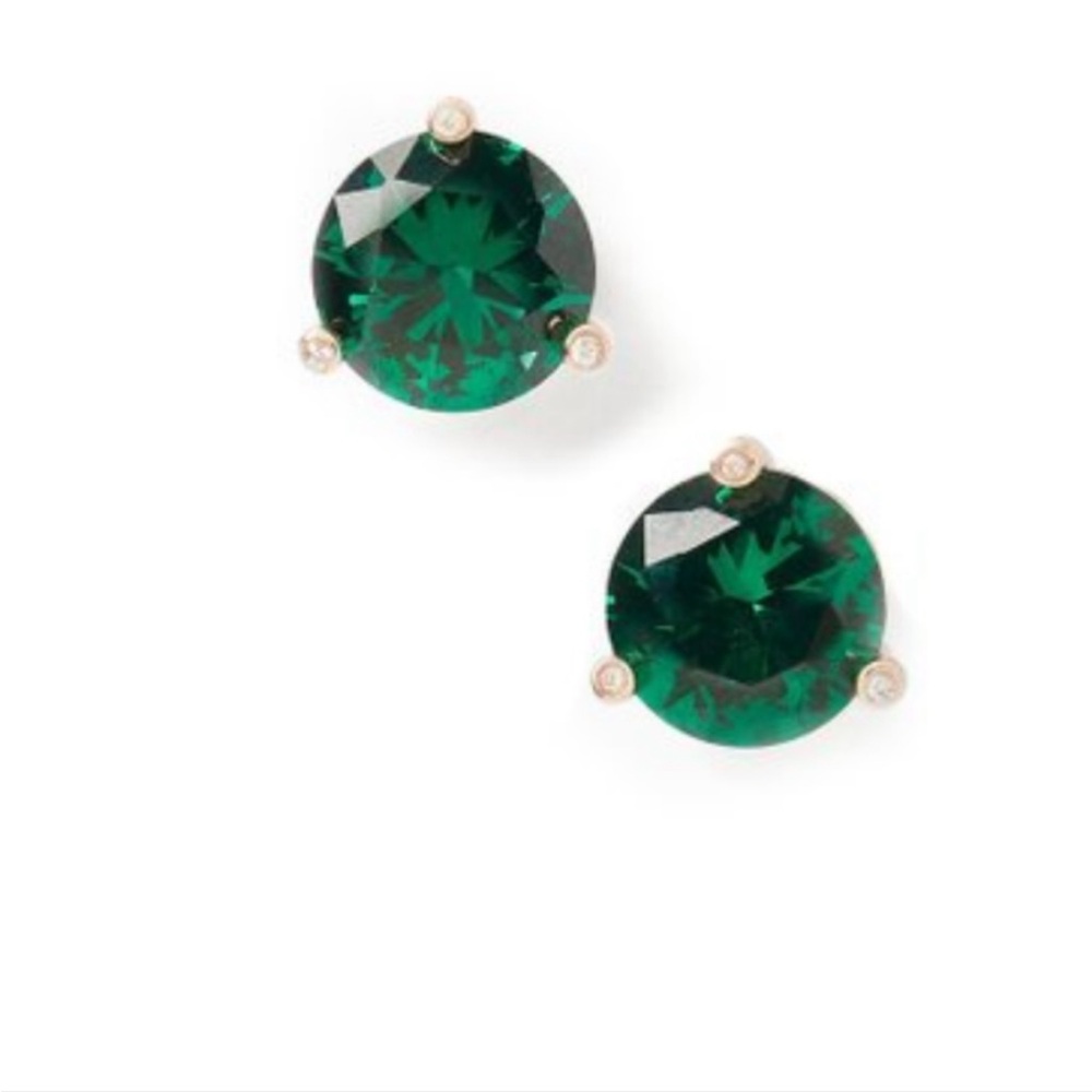๐ โ ๏ธ Kate Spade Rise and Shine Emerald & Gold Round Stud Earrings Classic - Picture 2 of 15
